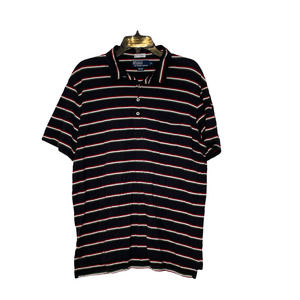 Polo Ralph Lauren‎ Mens Golf Shirt Size XL Navy With Green White Stripes Cotton